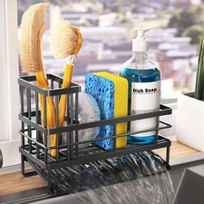 Kitchen Sink Caddy Organizer Sponge Holder for Kitchen Sink with Brush Holder...