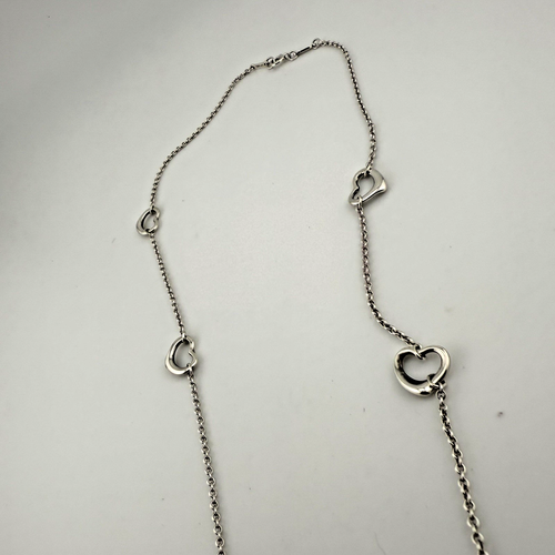 Tiffany & Co Elsa Peretti Sterling Silver 7 Open Heart Station Necklace - Picture 5 of 11