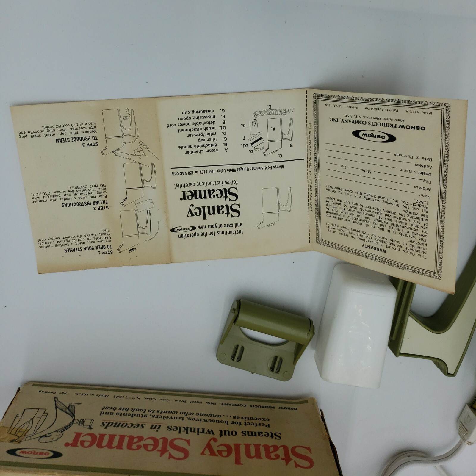 Vintage Osrow Stanley Steamer Glen Cove, New York Does Not Work