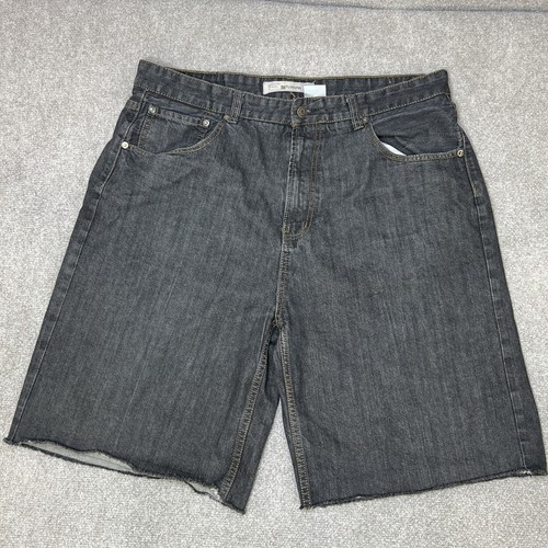 VINTAGE PJ Mark Shorts Mens Size 40 Black Denim Baggy 90s Y2K Rap 10.5" Inseam