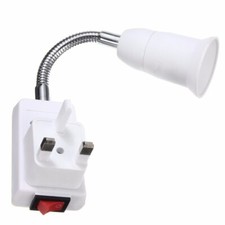E27 Lamp Bulb Light Flexible Extension Adapter Holder On/Off Switch White New