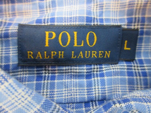 Polo Ralph Lauren Shirt Mens Adult Large Blue White Plaid Button Up Pony Logo - 第 6/11 張圖片