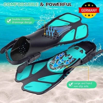 MARKENLOS verstellbare kurze Flossen Erwachsen/Kinder Größe 36-47 Schnorchelflossen Khroom