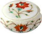 Marble Coaster set semi precious stones floral Inlay Handmade home decor