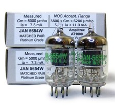 - Tested/Matched Pair 2 Tubes 7-Pin JAN 5654W Fully-Tested Vacuum Tubes - Upg...