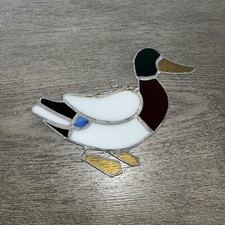 VINTAGE STAINED GLASS DUCK RETRO COLLECTIBLE COLORFUL Hand Made