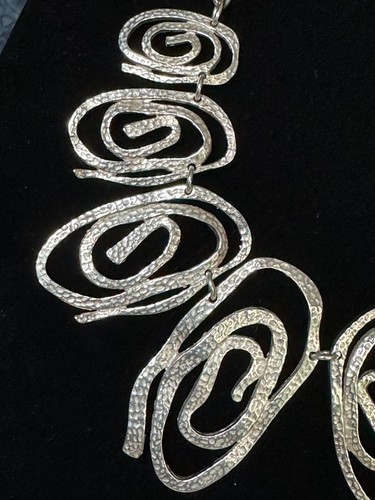 Modernist Spiral Sterling Silver Necklace - Picture 5 of 8