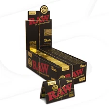 RAW Black Classic Single Wide Rolling Papers - Full Box, 25 packs