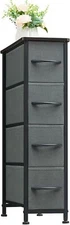 Narrow Dresser with 4 Drawers, Slim Storage Chest of Drawers ,Charcoal Grey