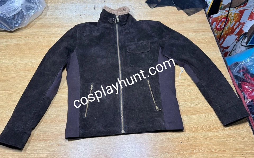 Men Rick Grimes The Walking Dead Season 6 Suede Leather Jacket with Front Pocket - Image 2 of 4