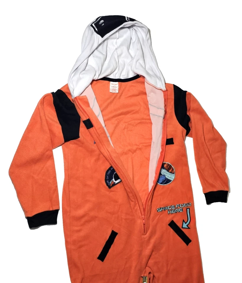 Ropa de dormir con capucha polar naranja CAT & JACK para niños Space Explorer talla L (12/14) Foto 3 de 4