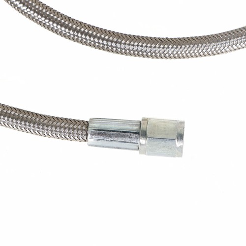 48" Length Hose Stainless steel braided Turbo Oil Feed Line 4AN 90 Degree Silver - Picture 4 of 8
