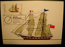 Malta 1983:Maximumkarte/MK/MN 695 Ship-Schiffe-Segelschiff m St Messe Essen