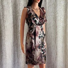 NWT Elie Tahari 100% Silk Watercolor Flutter Faux Wrap Mini Dress Size 4