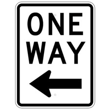ONE WAY Left Arrow Sign, Engineer Grade 12" x 18"