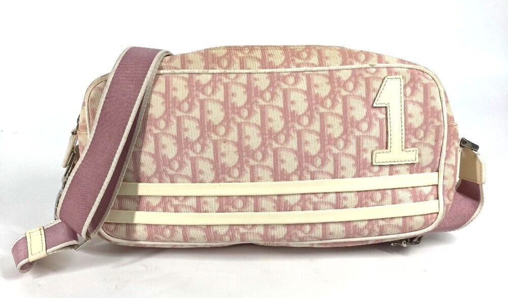 Sac bandoulière Christian Dior motif trotteur n°1 rose pochette cuir PVC