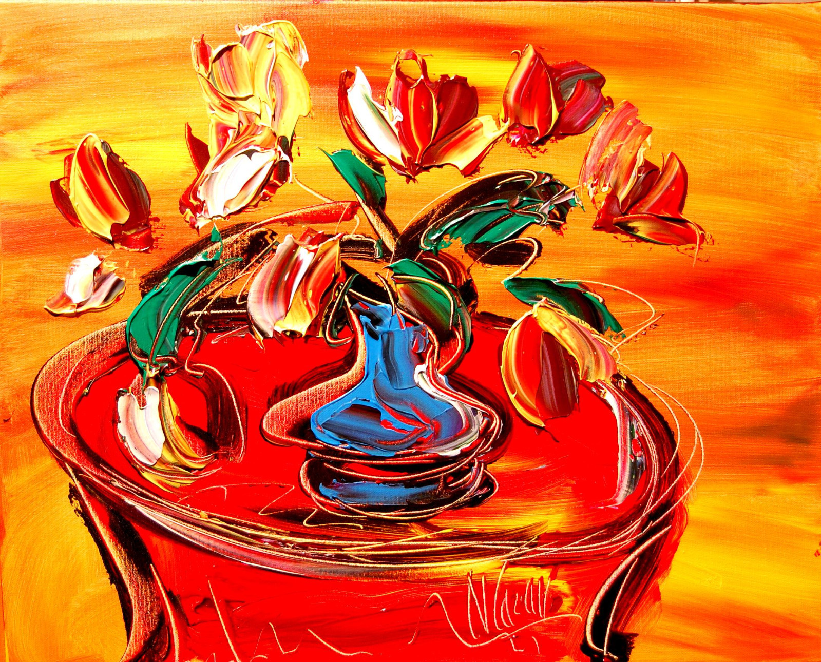 Mark Kazav  FLOWERS art Abstract Modern CANVAS Original  IMRESSIONIST HNGHN