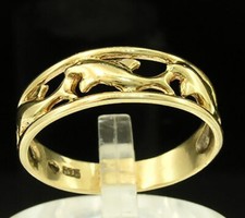 R015 Lovely Genuine 9ct Solid Gold Filigree Dolphin Ring Band in your size