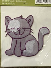 Jean-e-ology Iron-Ons Embroidered Flock, Studs Bling Pocket Application Cat Kids