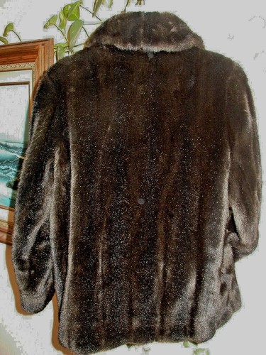 Vtg 60s Faux Brown Mink Fur swing Pin up girl Car coat Tissavel France Bust 40 - Picture 5 of 7
