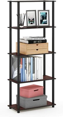Dk Cherry Black 5 Tier Display Rack Shelf Bookcase Storage Organize Multipurpose