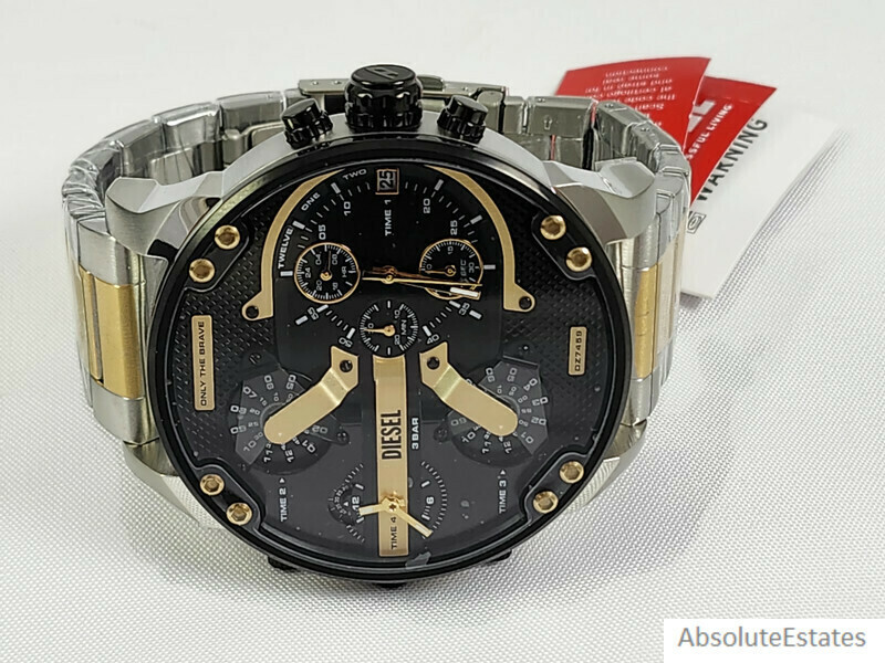 NEW Diesel Mr Daddy 2.0 Black Silver Gold DZ7459 Large Mens