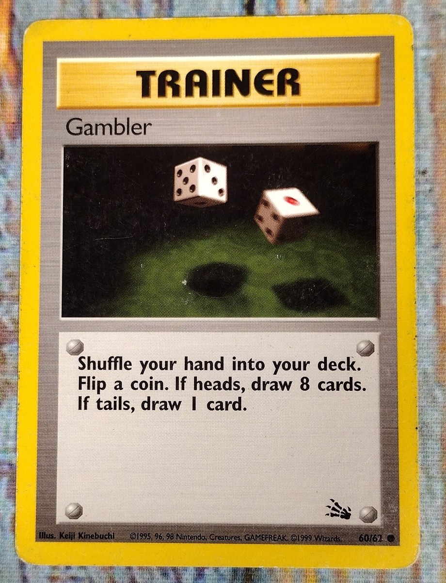 Pokemon Card TRAINER GAMBLER 60/62 TRAINER Fossil Set Common 1999 (#1)