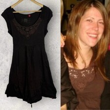 Vintage EDC by Guess Brown Crochet Bohemian Dress Tie Back Size Medium Boho M