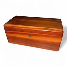 MCM Lane Cedar Wood Chest Box Advertising CB Burkett & Co No Key 9"x 4 1/4"