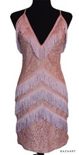 Pink Lace Fringe Pretty Little Things Dress Coctail Prom Party Size 8 Fitted