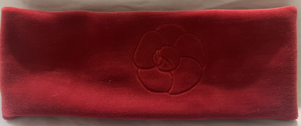 CHANEL No 1 Camellia Logo Hair Band Headband Red Bath Spa Makeup