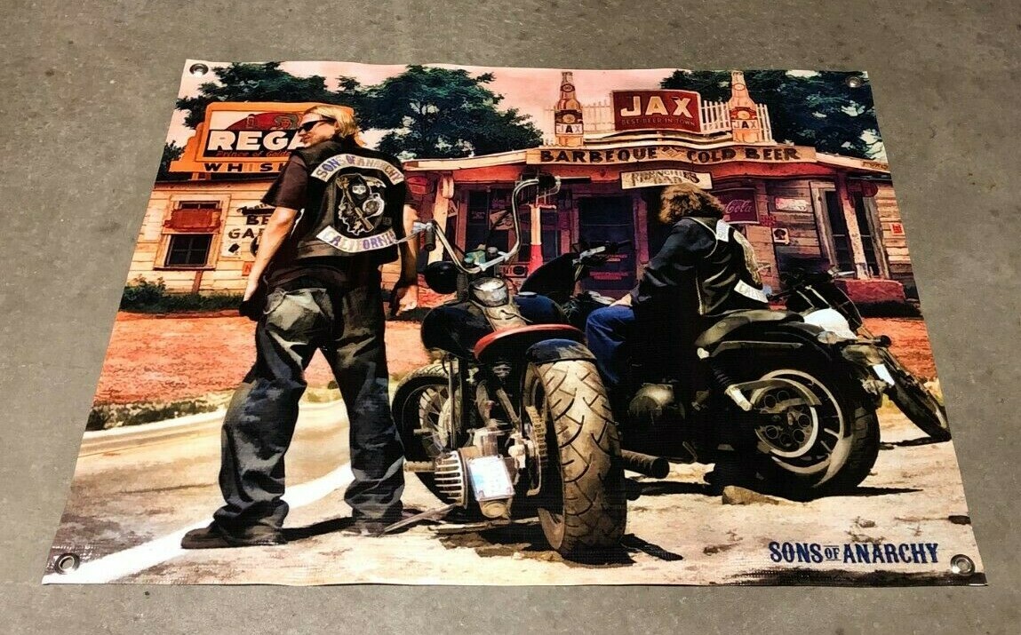 Sons Of Anarchy Thick Quality Canvas Vinyl Banner Bicycle Jacket Leather