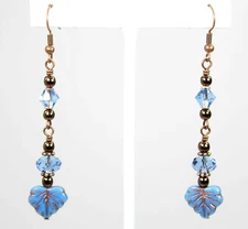 Maple Leaf Blue w/ Copper Nickel Free Earrings TBGC Jewelry #5001 