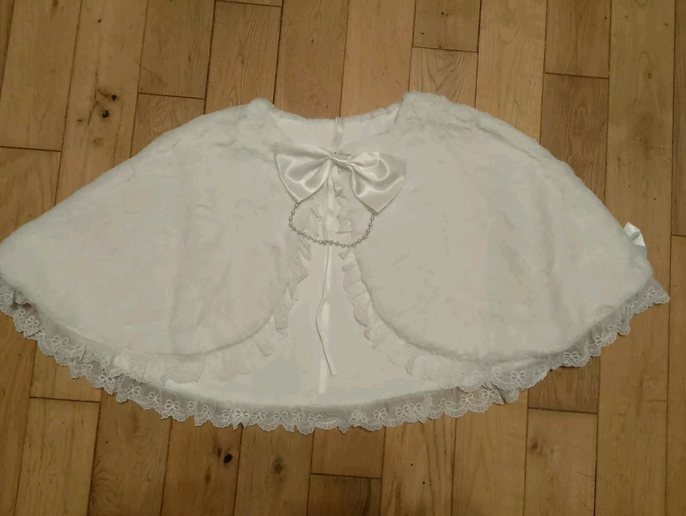 Ручной работы белый мех наплечная накидка Shrug Лолита Кей японский моды - Изображение 2 из 4