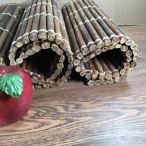 4 Vtg Rolled Wood Place Mats/Table Protect HandLaced Cabin Lodge Weathered 19x13 - Picture 15 of 22