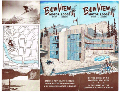 Bow View Motor Lodge Brochure Banff Alberta Canada 1960's Vintage