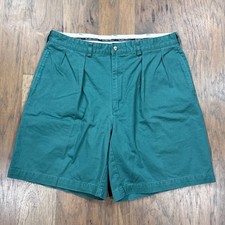 Vintage Polo Ralph Lauren Shorts Mens 36 34 Green Tyler Pleated Cotton Chino