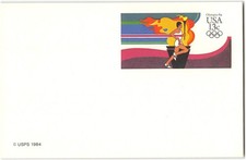 US #UX102 Mint, 1984, Postal card, 13c Olympics Carrying the Torch