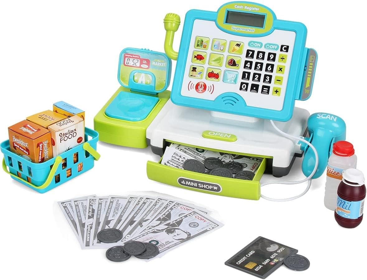 как выглядит FS Pretend Play Calculator Cash Register Toy as Preschool Gift for Kids, Clas... фото