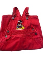 Vintage Disney Store Y2K Mickey Friends Red Bib Overalls 24 Months