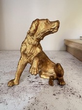 Vintage Gilt Bronze Study Of A Dog - Sculpture- English Springer Spaniel