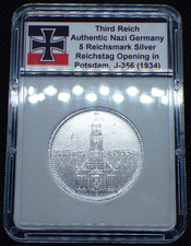 Nazi Germany Silver *1934-E* Church Coin 5 Reichsmark Third Reich in Case J.356