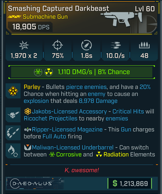 #ad Borderlands 4 ⭐DARKBEAST SMG⭐CORROSIVE RADIATION ⭐JAKOBS⭐RIPPER $3.95