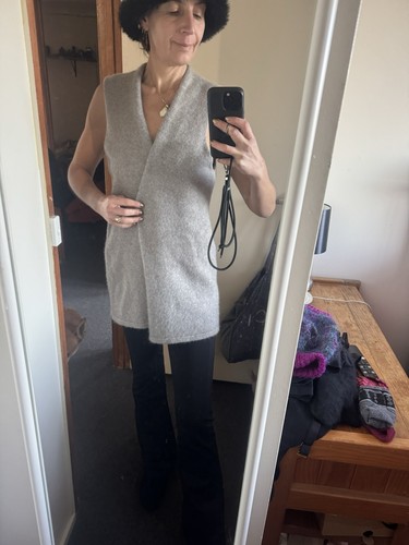 Purely Merino Snug Possum Wool Vest Cashmere Angora XL Grey Stunning Thick Warm