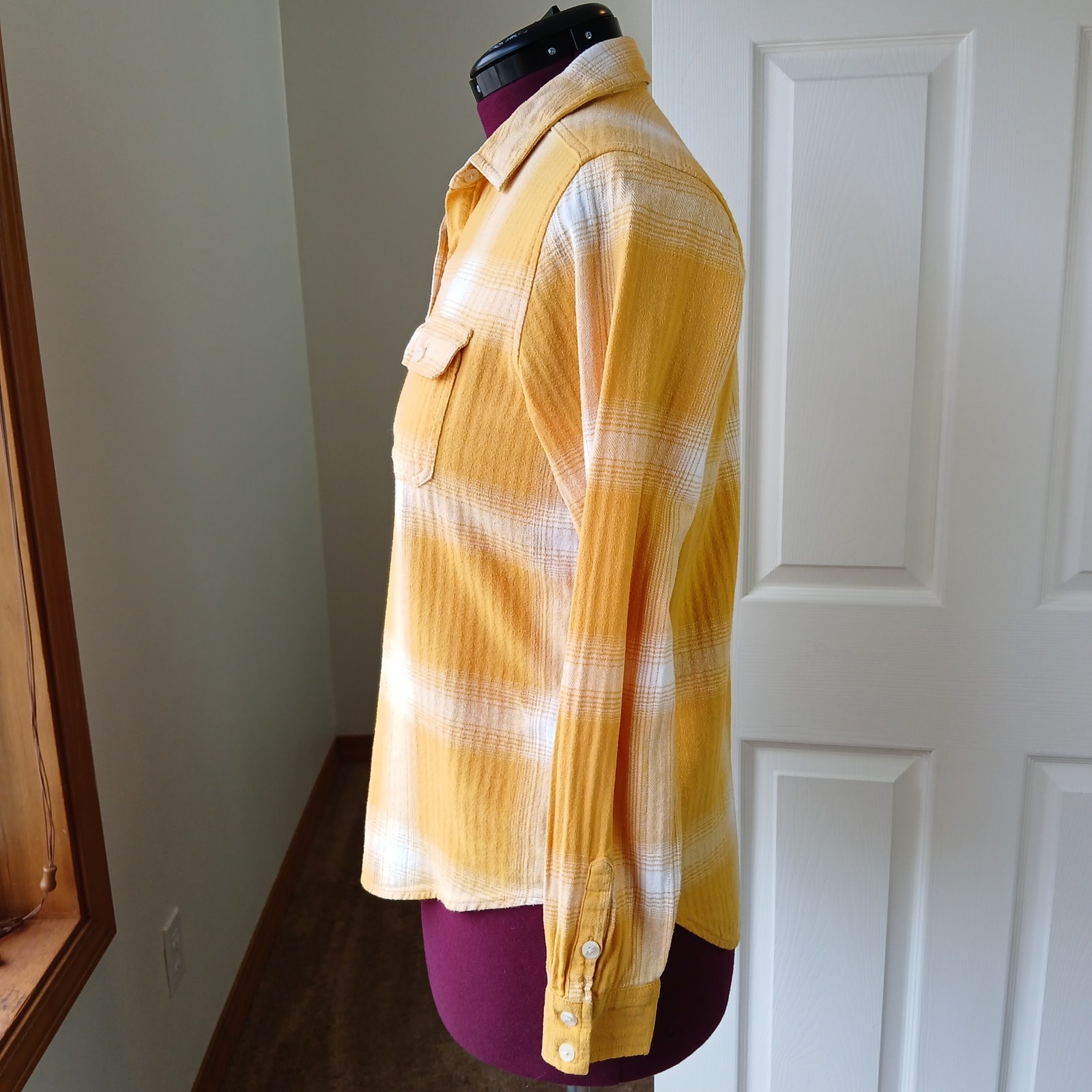 Universal Thread Cotton Yellow Plaid Button-up Sh… - image 3