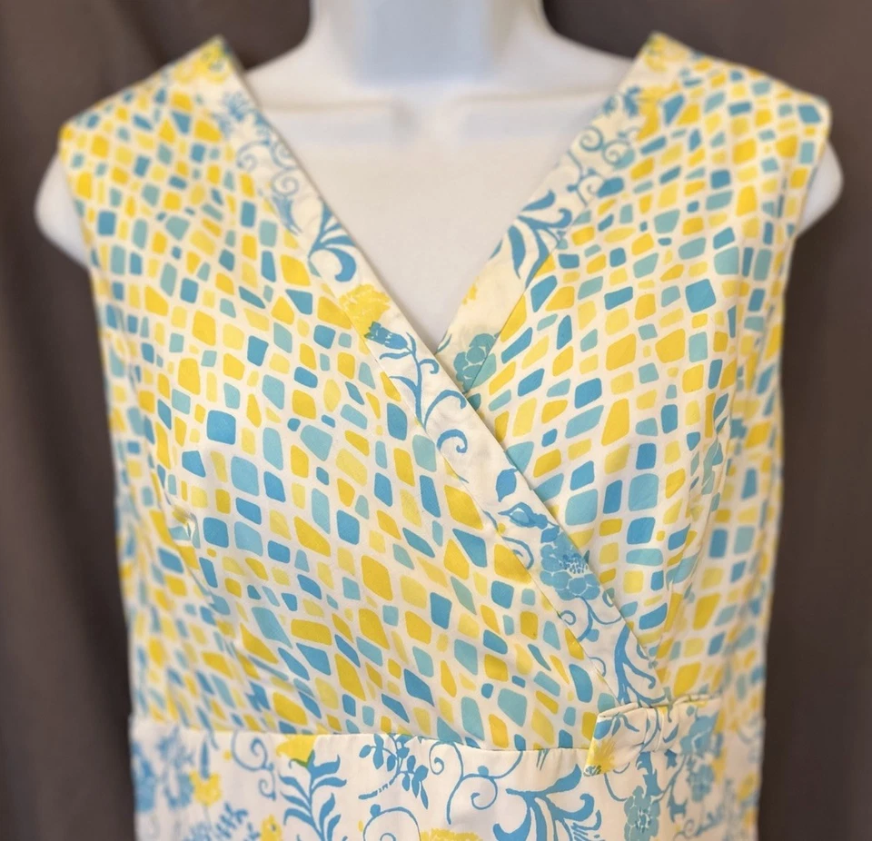 Vestido recto midi sin mangas floral azul amarillo azul Lilly Pulitzer años 60 de colección talla 6 Foto 2 de 4