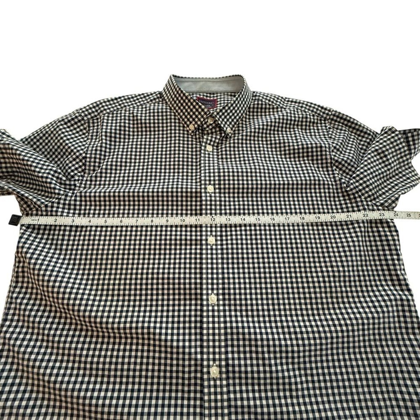 Untuckit Black White Checked Button Down Shirt si… - image 4