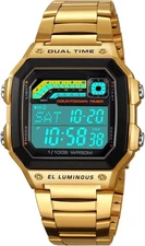 PASOY Men's Digital Multi-Function Watches Dual Time Alarm Stopwatch