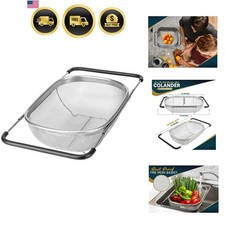 Over the Sink Colander for Kitchen - 6 Quart Over the Sink Strainer Basket wi...