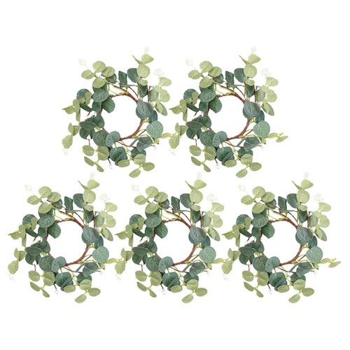 5 Pcs Floral Candle Rings Wreaths Garland Spring Mini Taper Berry Ornaments New
